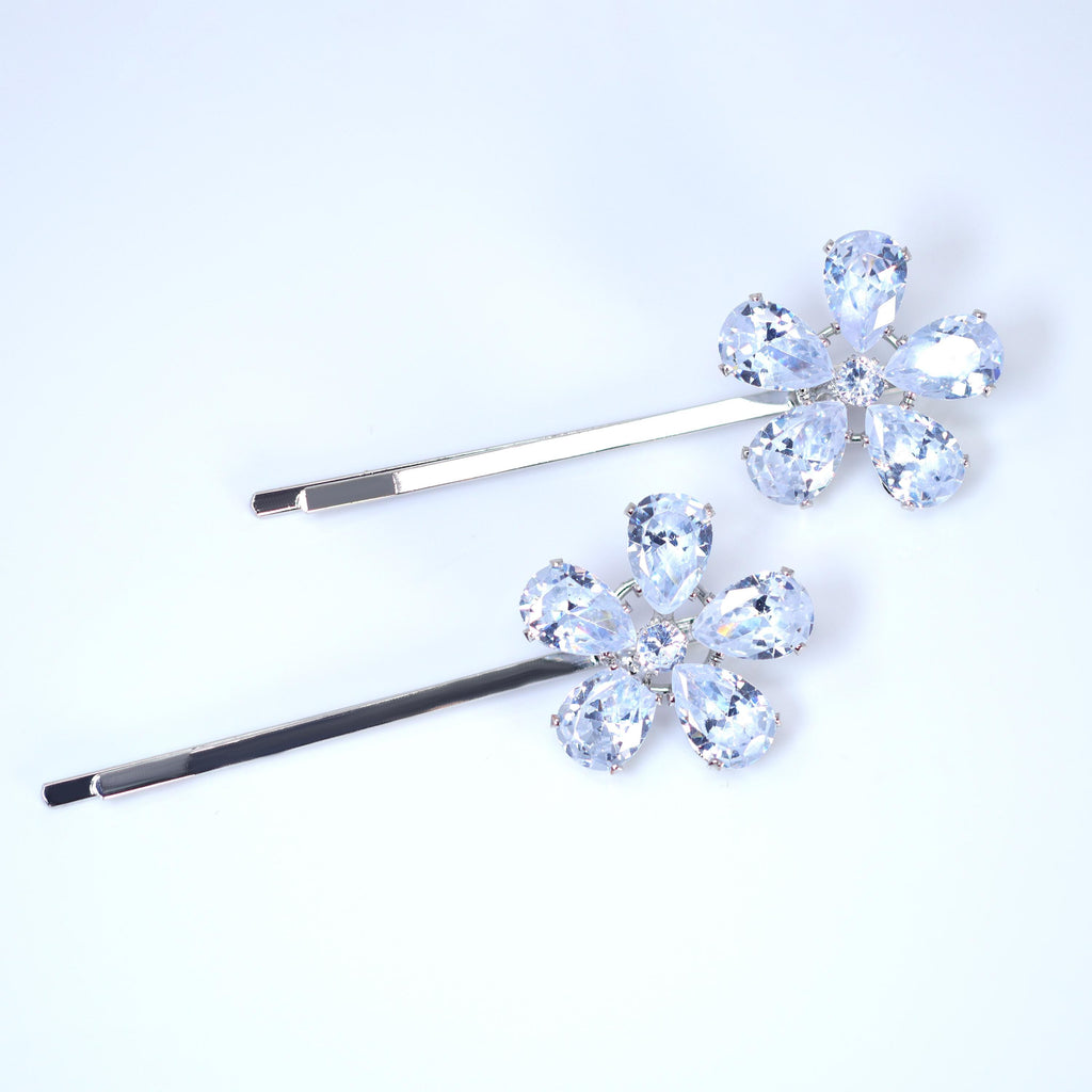 Cubic Zirconia, Floral Bridal Hair Comb And 2 Pins Set, Bridal Hair Accessories, Wedding Hair Accessory, Bridal Hair Comb.