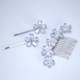 Cubic Zirconia, Floral Bridal Hair Comb And 2 Pins Set, Bridal Hair Accessories, Wedding Hair Accessory, Bridal Hair Comb.