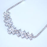 Zircon Bridal Leaves V shape Teardrop Necklace , Long Bridal Jewelry, Bridal Necklace, Statement Necklace Set.