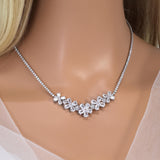 Zircon Bridal Leaves V shape Teardrop Necklace , Long Bridal Jewelry, Bridal Necklace, Statement Necklace Set.