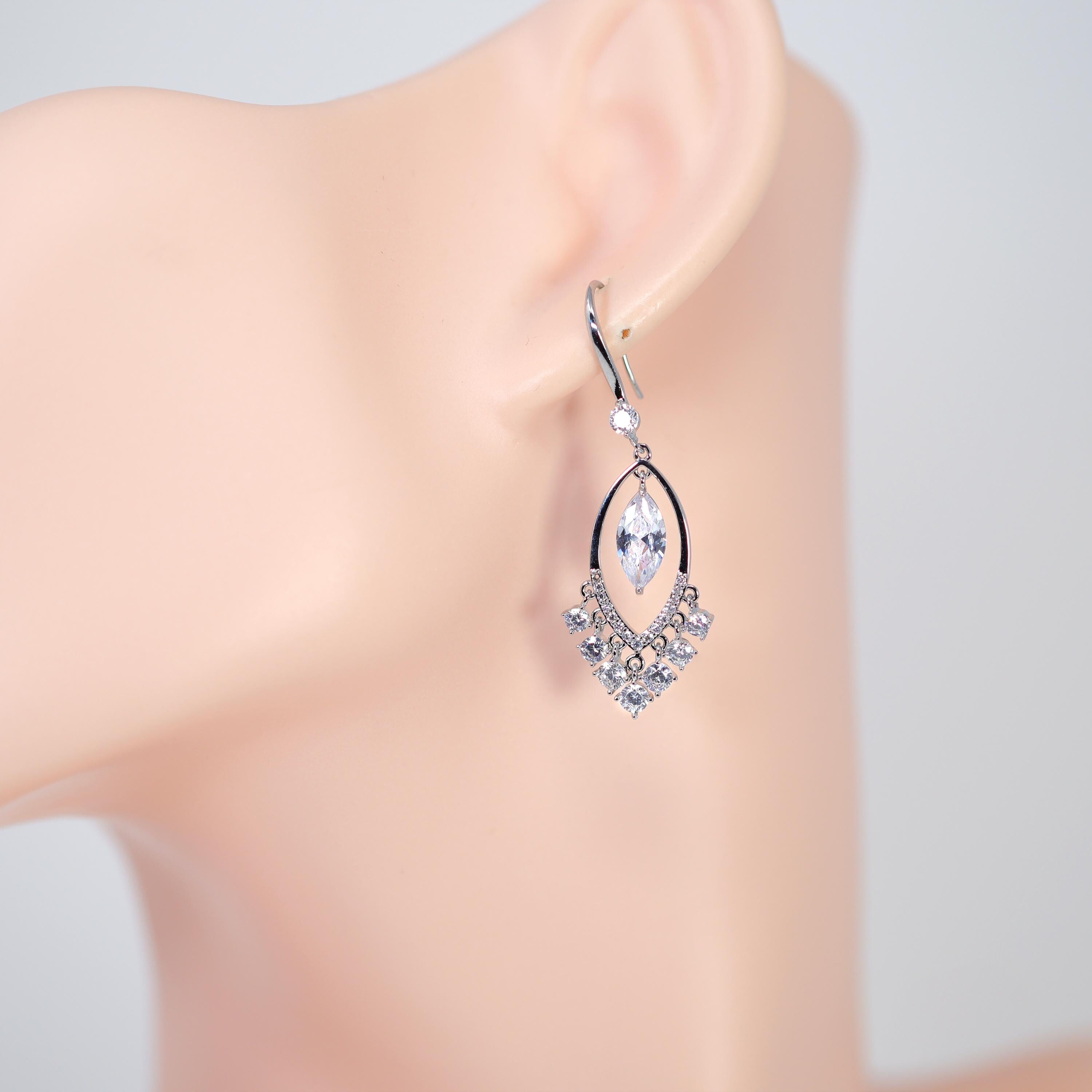 Swarovski Crystal Mystical Drop Diamond Earrings, Long Bridal Jewelry, Bridal Earrings, Crystal Bridal Earrings, Statement Earrings Cz