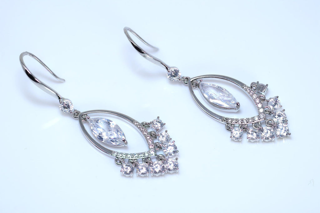 Swarovski Crystal Mystical Drop Diamond Earrings, Long Bridal Jewelry, Bridal Earrings, Crystal Bridal Earrings, Statement Earrings Cz