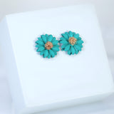 Teal Flower Earrings, Bridal Jewelry, Bridal Stud Earrings, Bridal Earrings, Statement Earrings, Bridesmaid Earring.