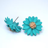 Teal Flower Earrings, Bridal Jewelry, Bridal Stud Earrings, Bridal Earrings, Statement Earrings, Bridesmaid Earring.