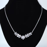 Zircon Bridal Leaves V shape Teardrop Necklace , Long Bridal Jewelry, Bridal Necklace, Statement Necklace Set.