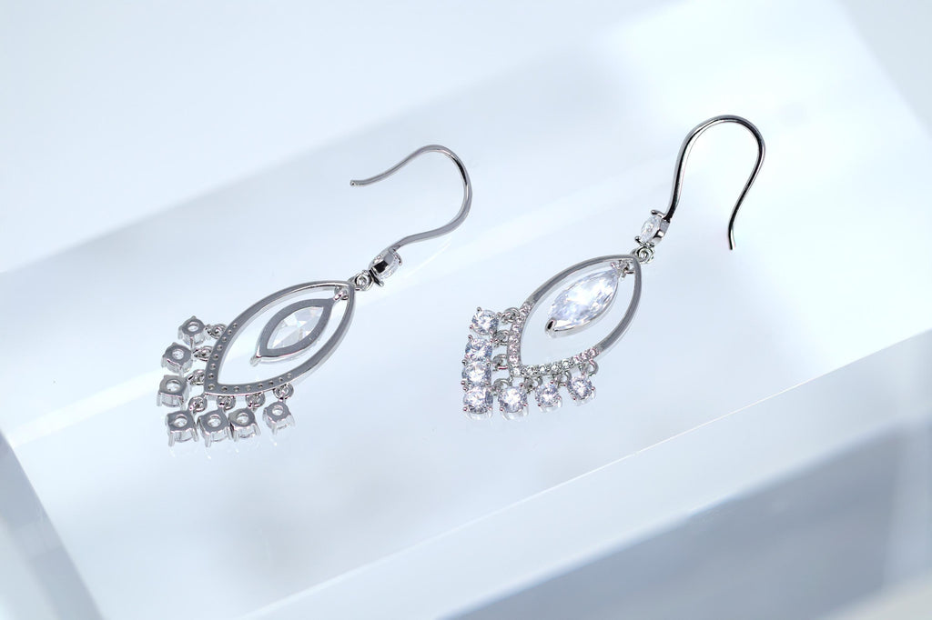 Swarovski Crystal Mystical Drop Diamond Earrings, Long Bridal Jewelry, Bridal Earrings, Crystal Bridal Earrings, Statement Earrings Cz