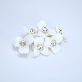 Swarovski Crystal Dainty Porcelain White Flower Bloom Bridal Hair Clip, Bridesmaid Gift, Wedding Hair Accessory.