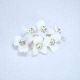 Swarovski Crystal Dainty Porcelain White Flower Bloom Bridal Hair Clip, Bridesmaid Gift, Wedding Hair Accessory.