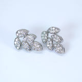 Cz Diamond Leaf stud Earrings, Bridal Jewelry, Bridal Stud Earrings, Crystal Bridal Earrings, Statement Earrings Cz