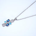 Swarovski Crystal Dainty Something Blue Infinity Pendant Necklace set, Gift for her, Bride Necklace, Wedding Necklace Set Cz