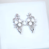 Swarovski crystal Pearl Flower Bridal Earrings, Crystal Bridal Earrings, Statement Earrings Cz