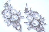 Swarovski crystal Pearl Flower Bridal Earrings, Crystal Bridal Earrings, Statement Earrings Cz