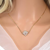 Shimmering Gold Lotus Charm Necklace, Bride to be, Valentine's Day Gift For Her, Galentine's Day, Statement Necklace Cz