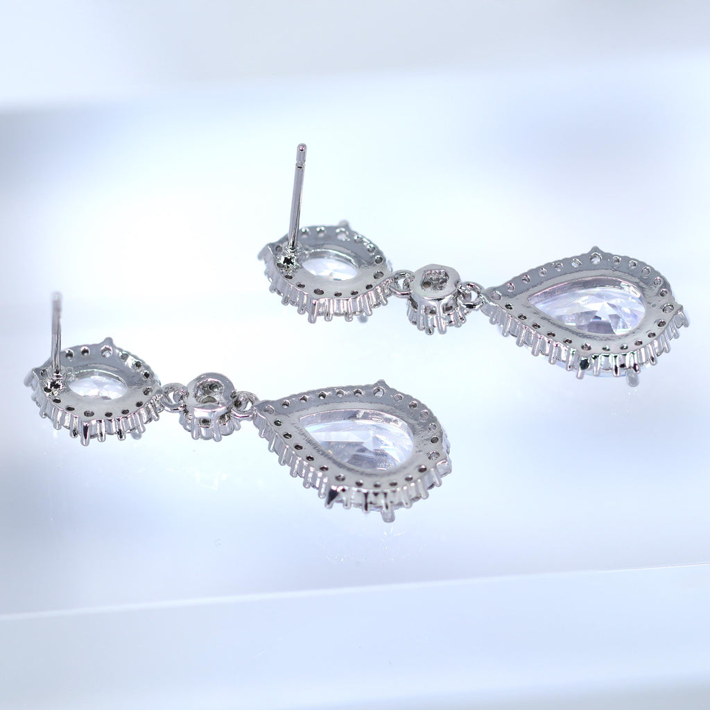 Cubic Zirconia Diamond Timeless Drops Diamond Earrings, Long Bridal Jewelry, Bridal Earrings, Crystal Bridal Earrings, Statement Earrings Cz