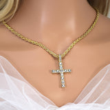 Vintage Rhinestone Cross Pendant Necklace, Gift For Her, Gift for him, Christmas Gift, Baptism Celebration.