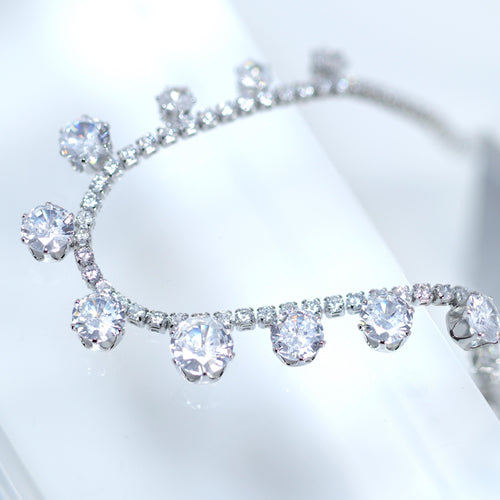 Swarovski Bridal Dainty Falling Crystals Necklace, Long Bridal Jewelry, Art Deco Bridal Necklace, Statement Necklace Necklace Set.