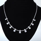 Swarovski Bridal Dainty Fallen Icy Crystal Necklace, Long Bridal Jewelry, Art Deco Bridal Necklace, Statement Necklace Necklace Set.