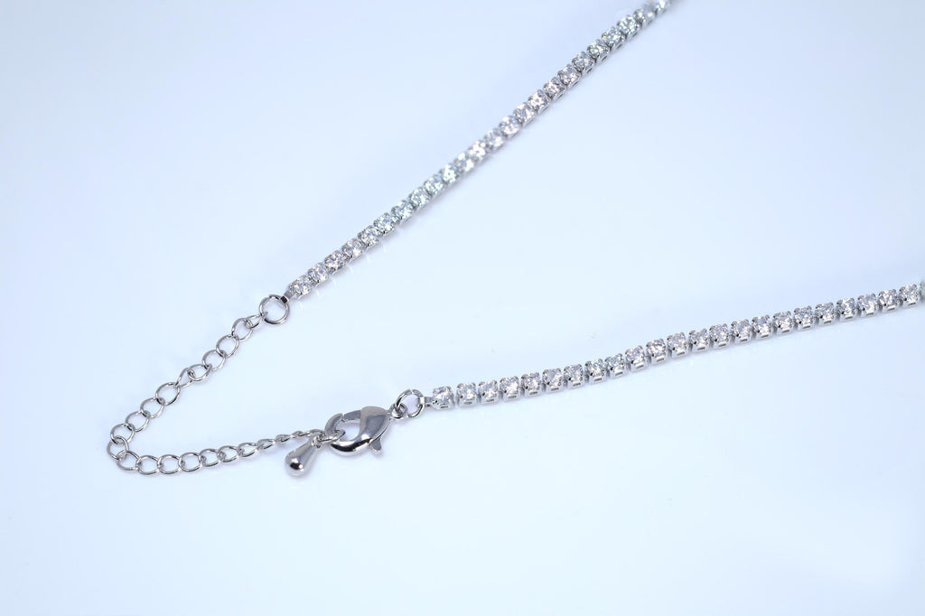 Swarovski Bridal Dainty Fallen Icy Crystal Necklace, Long Bridal Jewelry, Art Deco Bridal Necklace, Statement Necklace Necklace Set.