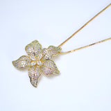 Swarovski Crystal Dainty Orchid Necklace , Bridal Jewelry, Bridal Earrings And Necklace, Statement Earrings Cz, Necklace Set