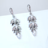 Cz Bunch Of Leaf Drop Earrings , Diamond Earrings, Long Bridal Jewelry, Bridal Earrings, Crystal Bridal Earrings, Statement Earrings