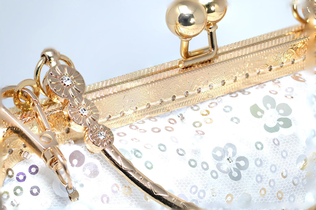 Faux Pearl Embroidered Shimmering Floral Bouquet Bridal Wedding Bag, Statement Bag, Evening Wedding Clutch, Cross Body Bag