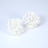 Textured White Flower Stud Earrings, Bridal Jewelry, Bridal Stud Earrings, Bridal Earrings, Statement Earrings, Bridesmaid Earring.