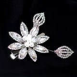 Set Of 3 Flower Leaf Rhinestone Bridal Hair Clip, Bridesmaid Gift, Wedding Hair Accessory.