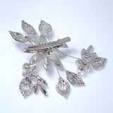 Set Of 3 Flower Leaf Rhinestone Bridal Hair Clip, Bridesmaid Gift, Wedding Hair Accessory.