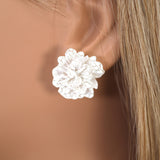 Textured White Flower Stud Earrings, Bridal Jewelry, Bridal Stud Earrings, Bridal Earrings, Statement Earrings, Bridesmaid Earring.