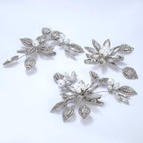 Set Of 3 Flower Leaf Rhinestone Bridal Hair Clip, Bridesmaid Gift, Wedding Hair Accessory.