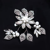 Set Of 3 Flower Leaf Rhinestone Bridal Hair Clip, Bridesmaid Gift, Wedding Hair Accessory.