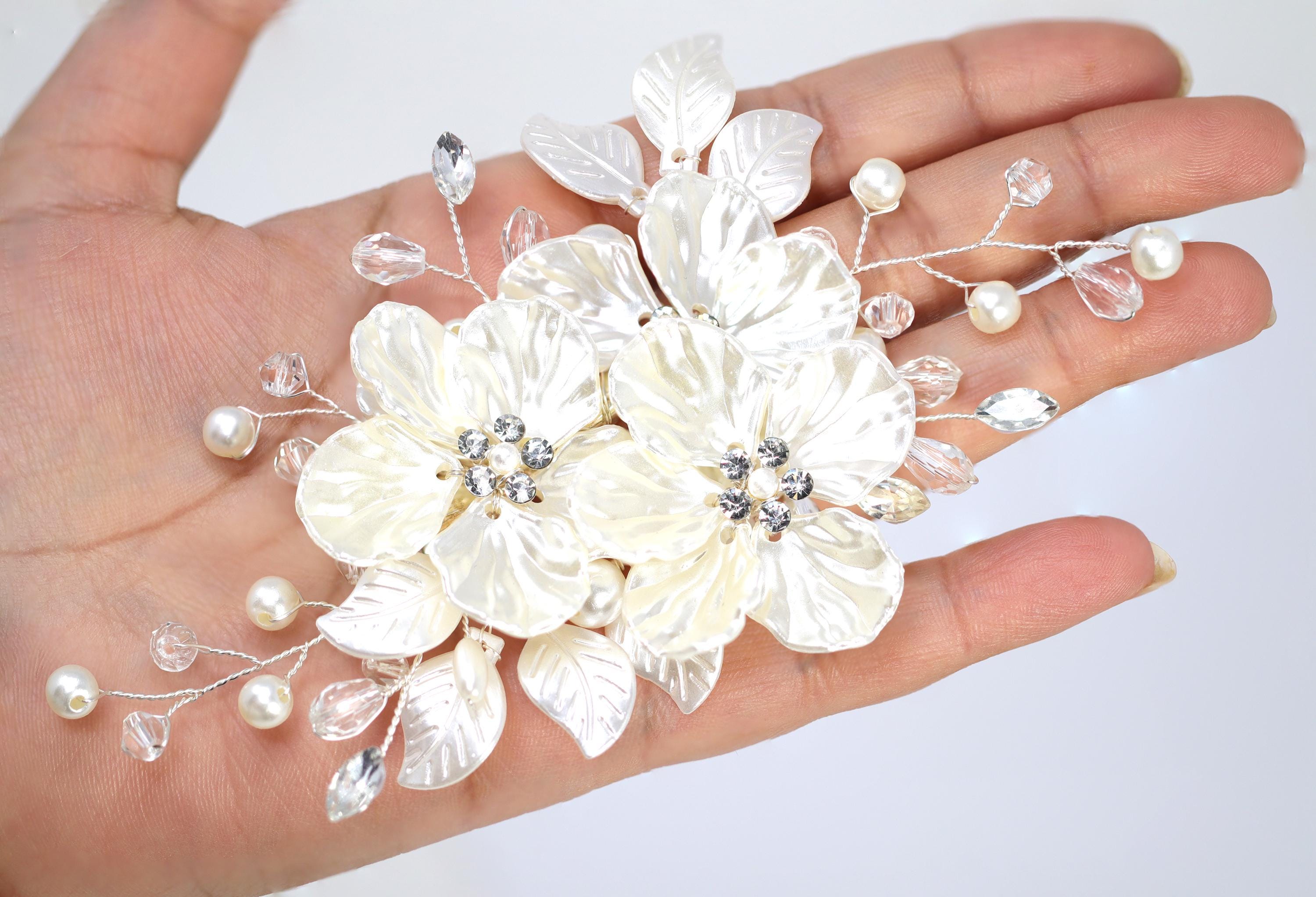 Ivory White Floral Blossom Bridal Hair Clip , Bridal Hair Accessories, Bridesmaid Gift, Wedding Accessory.