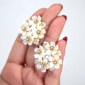 Ivory Floral Earrings, Bridal Jewelry, Bridal Stud Earrings, Bridal Earrings, Statement Earrings, Bridesmaid Earring.