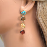 CZ Multicolored Bezel Drop Earring, Diamond Earrings, Long Bridal Jewelry, Crystal Bridal Earrings, Statement Earrings Cz