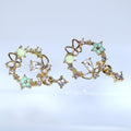 Fairy Butterfly Floral Drop Earrings, Swarovski Crystal Earrings, Statement Earrings, Rhinestones Hoop Earrings.