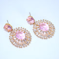 Pink Gold Bridal Dangle Earrings, Long Bridal Earrings, Crystal Bridal Earrings, Statement Earrings, Gold Bride Earring.