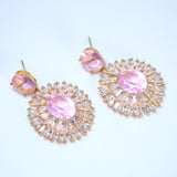 Pink Gold Bridal Dangle Earrings, Long Bridal Earrings, Crystal Bridal Earrings, Statement Earrings, Gold Bride Earring.