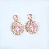 Pink Gold Bridal Dangle Earrings, Long Bridal Earrings, Crystal Bridal Earrings, Statement Earrings, Gold Bride Earring.