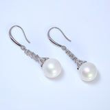 Swarovski crystal Pearl Drop Dangle Bridal Earrings, Crystal Bridal Earrings, Statement Earrings Cz