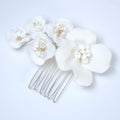 Ceramic White flower Petal Dream Hair comb, Bridal Hair piece, Bridal Hair Accessories, Wedding Hair Accessory.