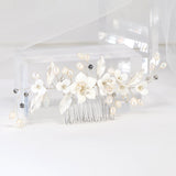 Swarovski Crystal Gilded Petals & Pearls Garden Hair comb, Bridal Hair piece, Bridal Hair Accessories, Wedding Hair Accessory.