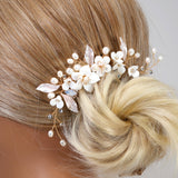 Swarovski Crystal Gilded Petals & Pearls Garden Hair comb, Bridal Hair piece, Bridal Hair Accessories, Wedding Hair Accessory.