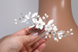Swarovski Crystal Gilded Petals & Pearls Garden Hair comb, Bridal Hair piece, Bridal Hair Accessories, Wedding Hair Accessory.
