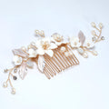 Swarovski Crystal Gilded Petals & Pearls Garden Hair comb, Bridal Hair piece, Bridal Hair Accessories, Wedding Hair Accessory.