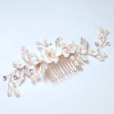 Swarovski Crystal Gilded Petals & Pearls Garden Hair comb, Bridal Hair piece, Bridal Hair Accessories, Wedding Hair Accessory.