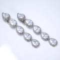 CZ Long Tassel Clip-On Teardrop Earrings, Crystal Bridal Earrings, Statement Earrings