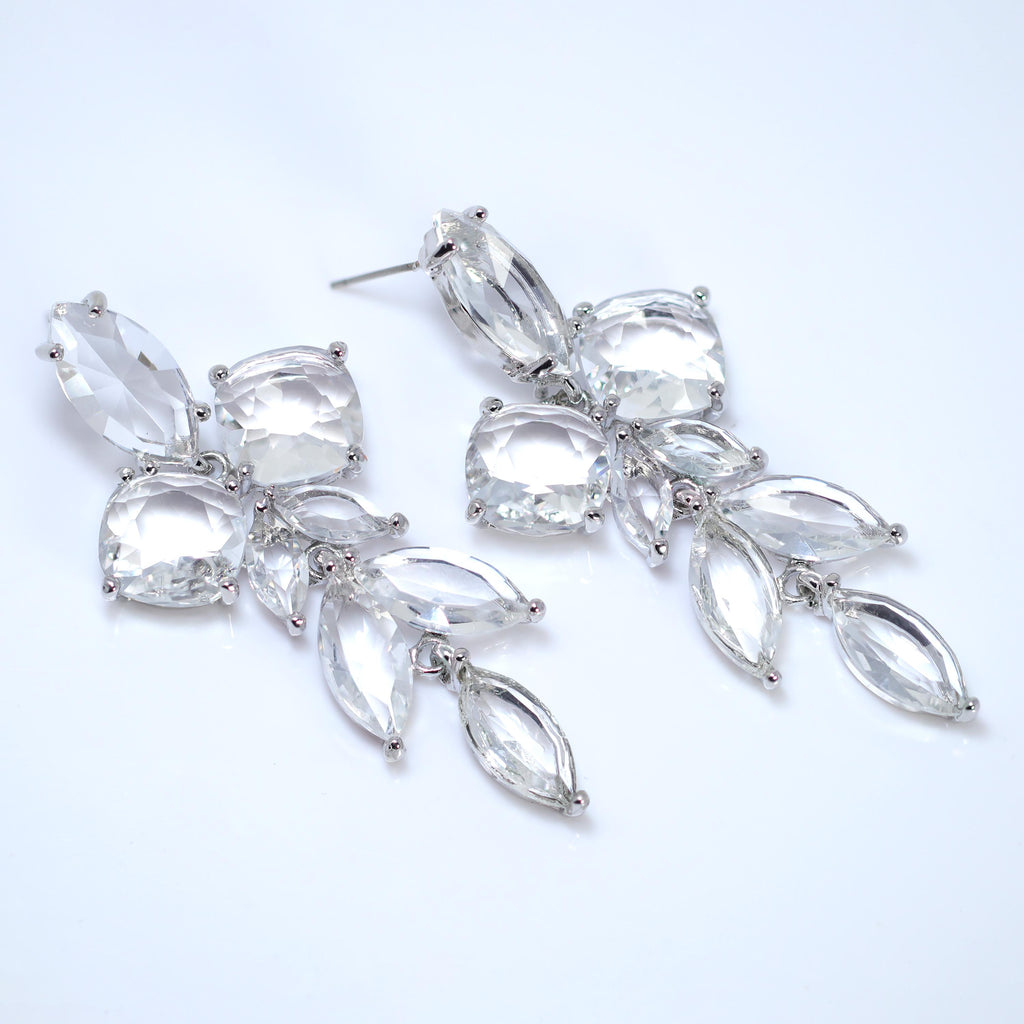 CZ long Floral Dream Drop Statement Earring, Dangle Crystal, Diamond Earring, Long Bridal Jewelry, Crystal Bridal Earrings