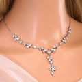 CZ Whispers of a Crystal Garden Necklace Set, Long Bridal Jewelry, Bridal Earrings And Necklace, Statement Earrings Cz Necklace Set.