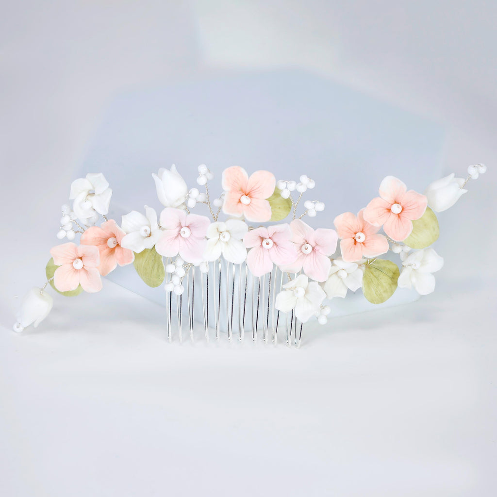 Porcelain/Ceramic Whispers of Spring Hair comb, Bridal Hair piece, Bridal Hair Accessories, Wedding Hair Accessory.