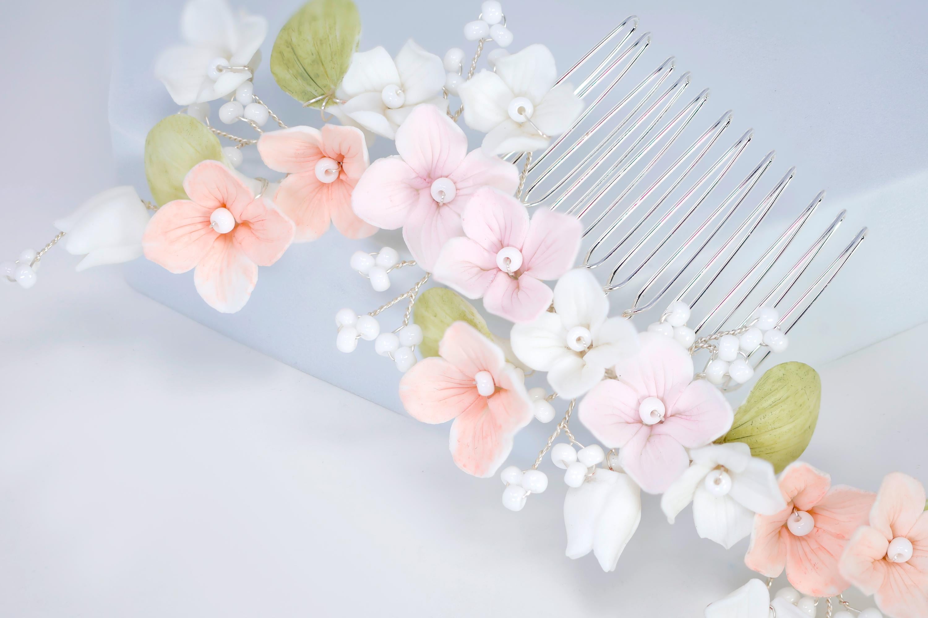 Porcelain/Ceramic Whispers of Spring Hair comb, Bridal Hair piece, Bridal Hair Accessories, Wedding Hair Accessory.